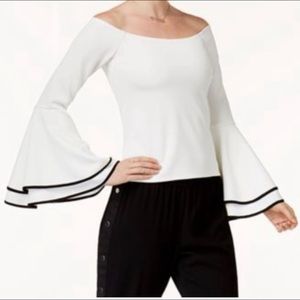 Beautiful Classy Bell Sleeve Off the Shoulder Top by Bar lll size Large
